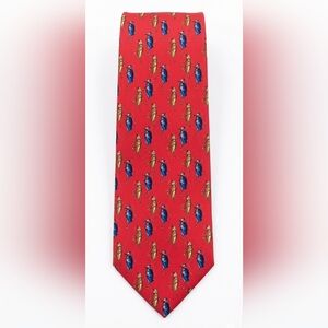 Tiffany & Co. Silk Tie Red Blue Grasshopper Cricket Insect Print 100% Silk Made